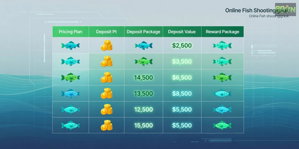Bảng giá chi tiết các gói nạp rút cho bắn cá vàng 69vn năm 2025 với ưu đãi hấp dẫn