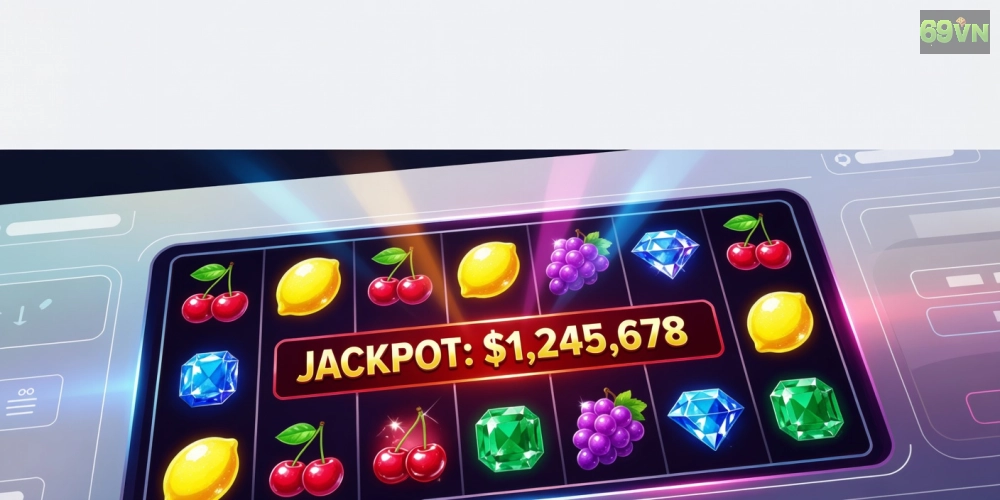 Khái niệm nổ hũ uy tín 69vn được minh họa qua giao diện trò chơi hiện đại và jackpot hấp dẫn