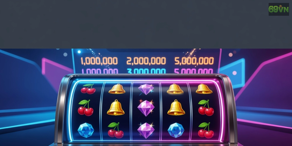 Minh họa giao diện game nổ hũ cơ bản trên nền tảng 69vn với các biểu tượng jackpot